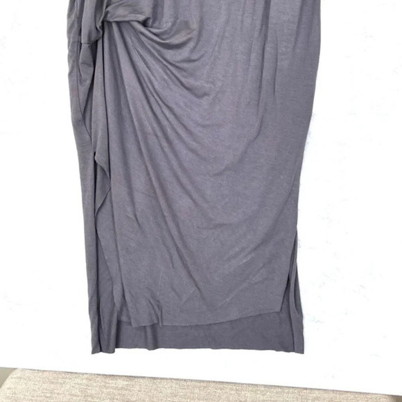SEN Perry T-Shirt Dress Womens 2 Gray Jersey Midi Side Ruched Side Slits Minimal - Picture 3 of 9